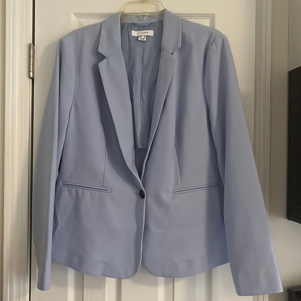 Light Blue Oversized Front Button Blazer